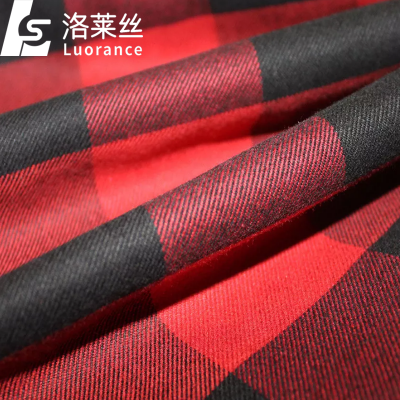 hot sale red plaid polyester cotton flannel fabric